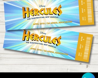 Personalized Hercules Musical Theatre Ticket – Printable Souvenir Gift | Hercules Broadway Ticket | Instant Download | Editable West End