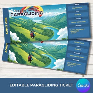 Bearbeitbares Paragliding Überraschungsgeschenk Ticket | Du gehst PARAGLIDING | Sofortdownload | Gleitschirm Geschenkgutschein | Print-Einladung