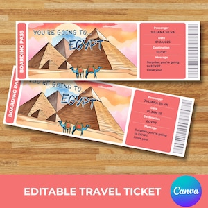 Editable Egypt Boarding Pass, You're going to Egypt, Printable Egypt Ticket Gift, Surprise Vacation Ticket, Instant Download