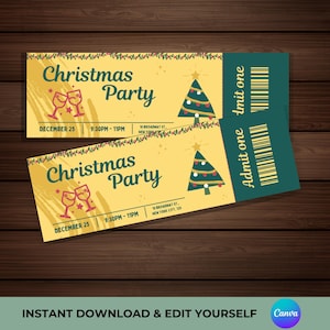 Weihnachtsfeier-Veranstaltungskarte, bearbeitbares Veranstaltungsticket, DIY-Veranstaltungskarte, Weihnachtsfeier-Einladung
