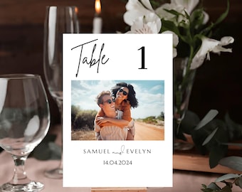 Photo Table Numbers, Polaroid Style Photo Table Names, Editable Modern Table Numbers, Reception Table Numbers, Instant Download