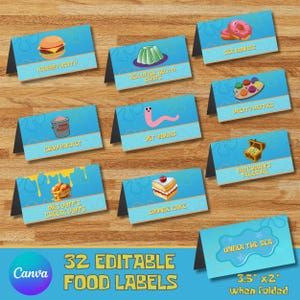 Cartoon Under the Sea Food Labels Set, Food Tent Labels,  Spongebob Printable Food Labels, Spongebob party, Instant Download, Party Decor
