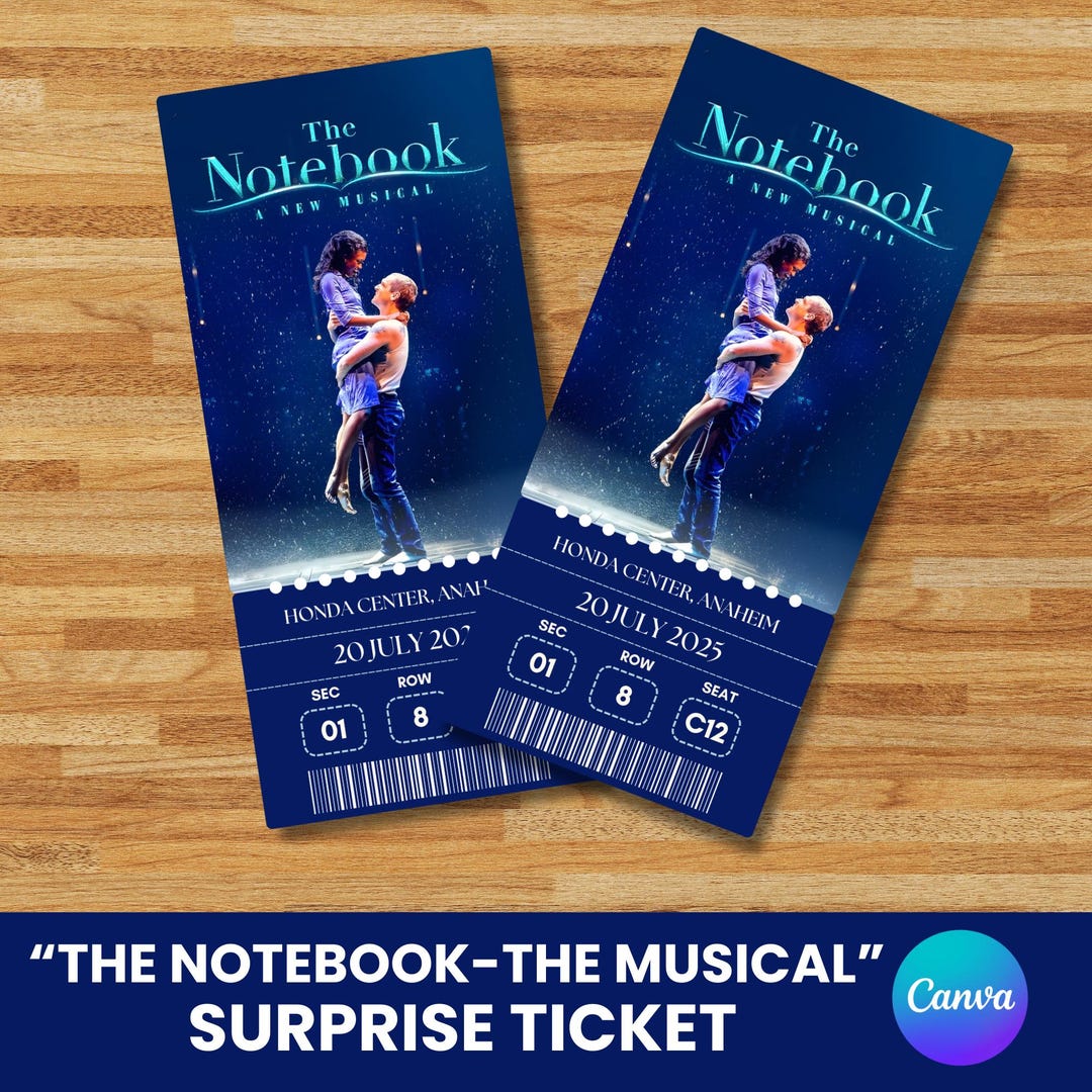 Editable the Notebook Broadway Surprise Ticket︱musical Theatre Ticket ...
