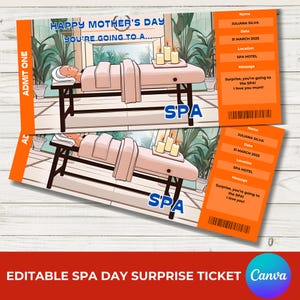 Bon cadeau spa modifiable pour son anniversaire cadeau spa pour maman Carte-cadeau spa pour la fête des mères, cadeau spa imprimable