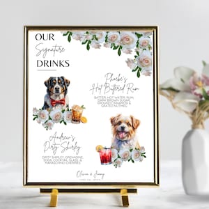 Custom Dog Signature Drink, Pet Signature Cocktail Sign, Printable Wedding Cocktail Cat, Open Bar Sign,Dog Cocktails Sign,Wedding Drink Menu