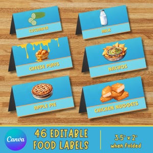 Blue Birthday Party Food Tent, Party Decor Food Label, Blue Dog Party Place Card, Birthday Food Tent Card, Food Center Card, Printable File