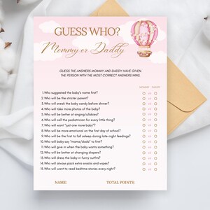 Guess Who Mommy or Daddy Baby Shower Game: Printable Trivia (Canva Template, Instant Download)