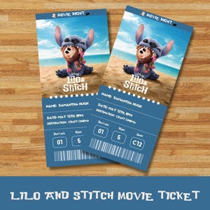 Lilo und Stitch Movie Ticket, 2025 Kinogutschein, Geschenkgutscheinvorlage, bearbeitbare Lilo und Stitch Movie Canva Vorlage, Sofort Download