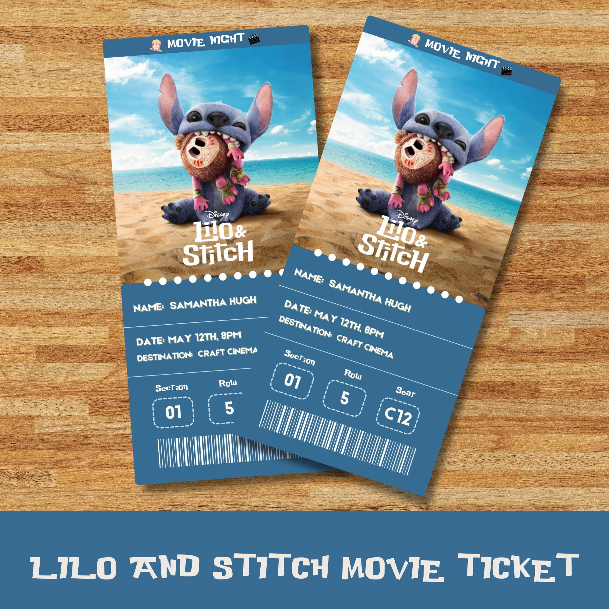 Lilo and Stitch Movie Ticket, 2025 cinema voucher, gift voucher template, Editable Lilo and Stitch Movie Canva Template, Instant Download