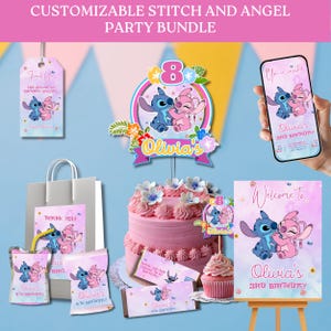 Stitch and Stitch Birthday Party Decor Bundle, Stitch Birthday, Lilo und Stitch Geburtstagsdekorationen, Stitch Party Gefälligkeiten, Canva Template