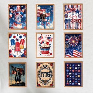 Arte de parede para o 4 de julho, arte para impressão da bandeira americana, decoração para o 4 de julho, impressões de arte do Memorial Day, arte patriótica, download digital