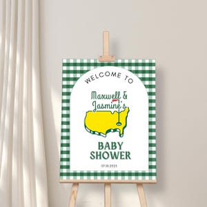 Editable Golf Baby Shower Welcome Sign, Little Putter Baby Shower Welcome Poster,Let&#39;s Par-Tee Baby Shower Sign,Instant Download,Hole in One