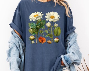 Comfort Colors Vintage Pressed Flowers T-Shirt: Boho Cottagecore Floral Tee