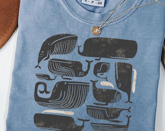 Comfort Colors Boho Sea Animals Shirt: Vintage Whale Tee