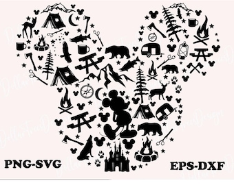 mickey mouse camp,Svg Mickey Mouse silhouette Png, Cartoon character Cut file Dxf, Cricut,mickey camp,mickey camping tent