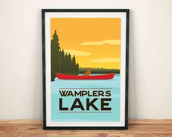 Póster del lago Wamplers: Arte de Irish Hills, decoración del lago Michigan
