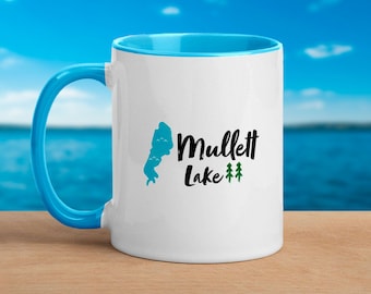 Taza de Mullett Lake, café, té, lago, Michigan, norte, cabaña, casa de campo Activo