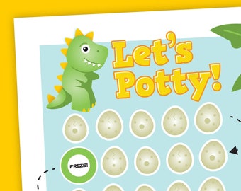 Tabla imprimible de pegatinas para el entrenamiento de orinal de dinosaurios (descarga digital)