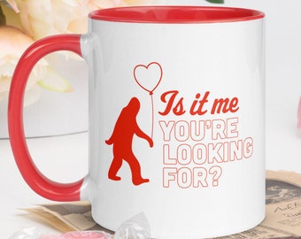 Bigfoot Valentine's Day Mug: Colorful Ceramic Coffee Mug