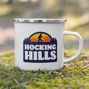 Hocking Hills Bigfoot Mug: Ohio Souvenir Enamel Camper Mug