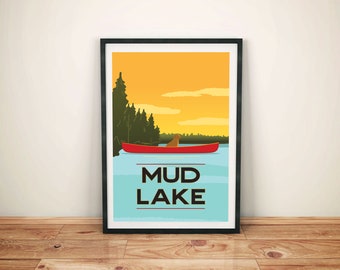 Póster de Mud Lake: Impresión giclée, arte mural de cabaña