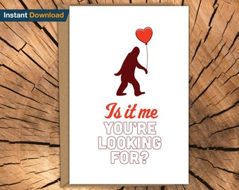 Bigfoot valentine's day card, Sasquatch valentine's day card, valentines day cards for boyfriend, valentines day cards for him