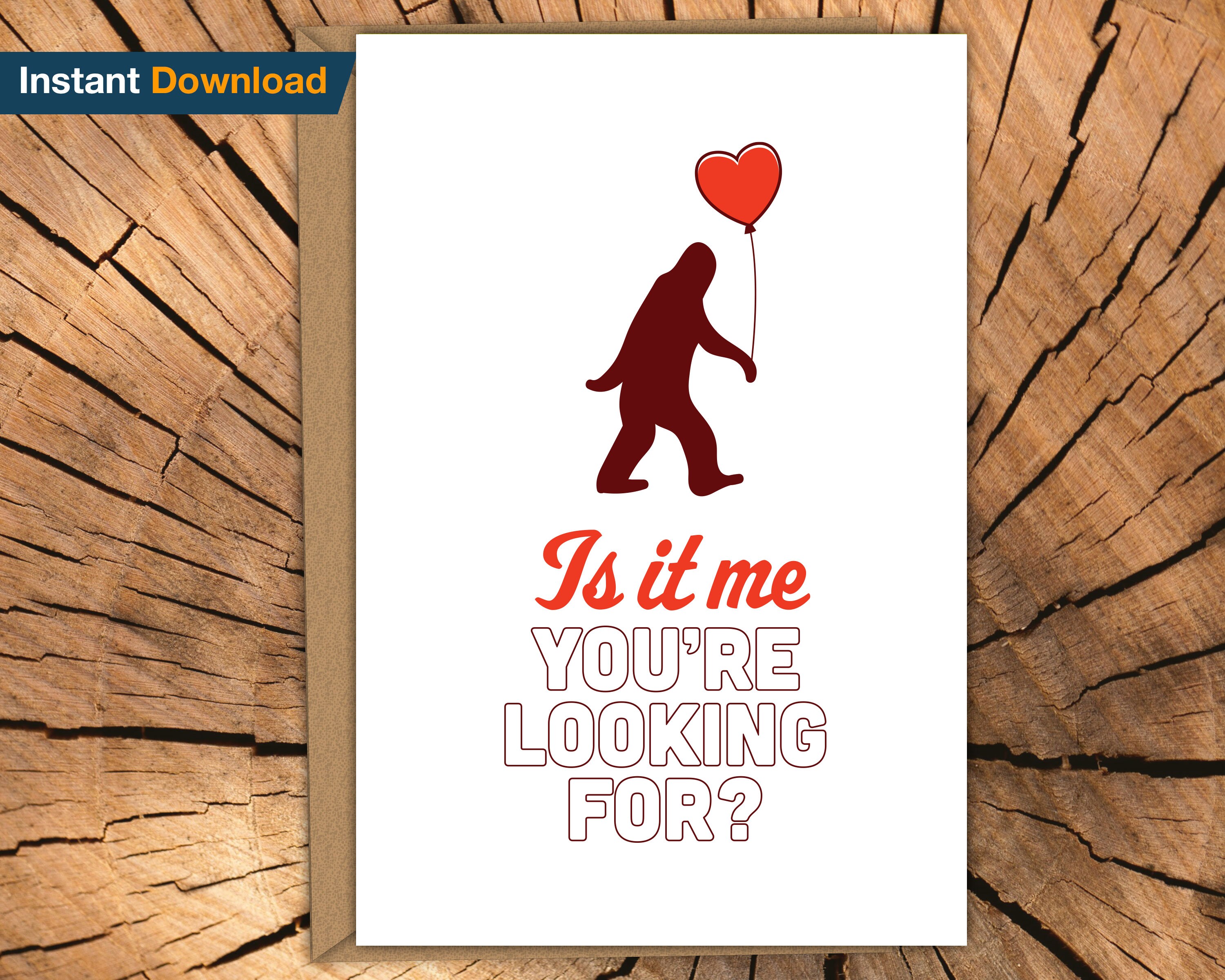 Instant download bigfoot valentines day card sasquatch  etsy Instant download bigfoot valentines day card sasquatch  etsy