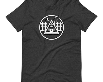 Camiseta de cabaña en forma de A: Camiseta de casa del lago de invierno