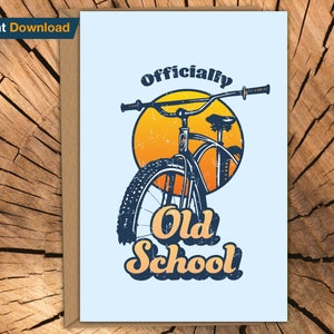 Fahrrad Geburtstagskarte zum Ausdrucken | Mountainbike Geburtstagskarte | Alte Schul Geburtstagskarte | Klunker Geburtstagskarte | Geburtstagskarte Fahrrad, mtb