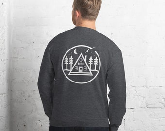 A-Frame Cabin Sweatshirt: Winter Cabin Back Print