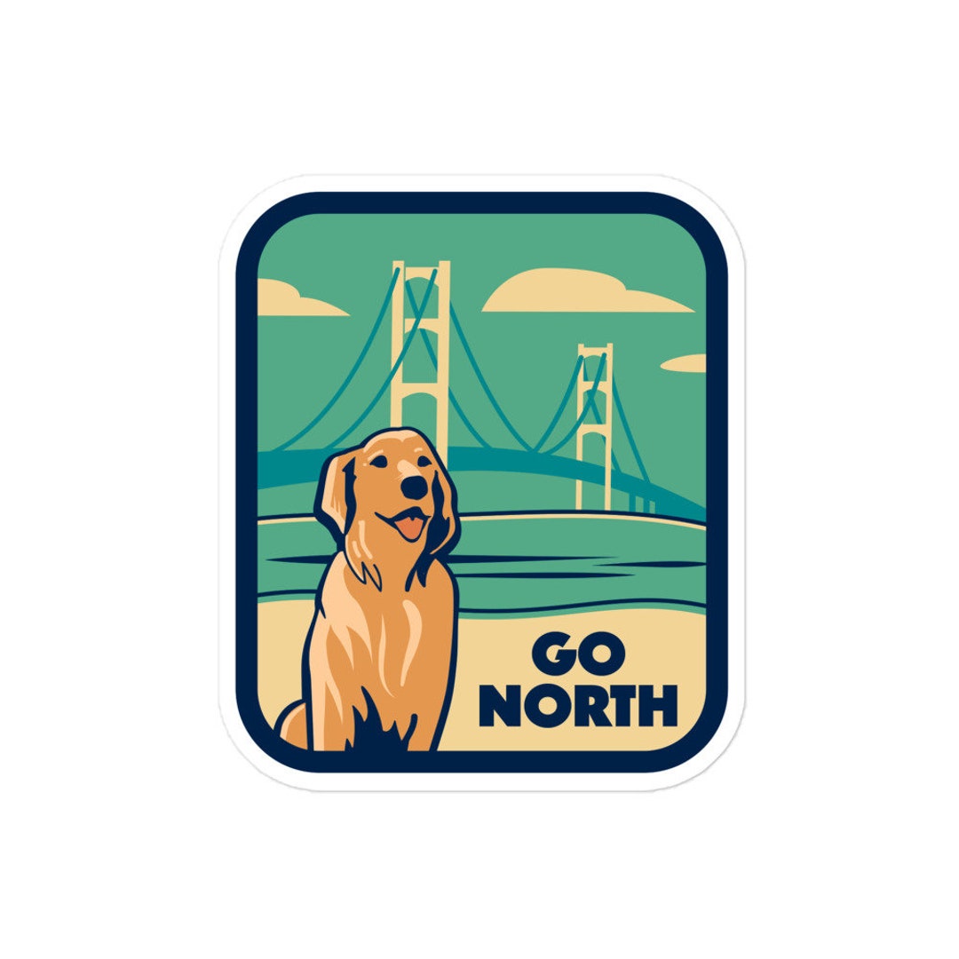 Michigan Dog Sticker Mackinac Bridge Sticker Michigan Dog Etsy