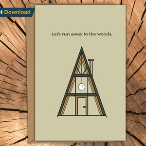 A-Frame Cabin Anniversary Card: Adventure Valentine (Digital Download)