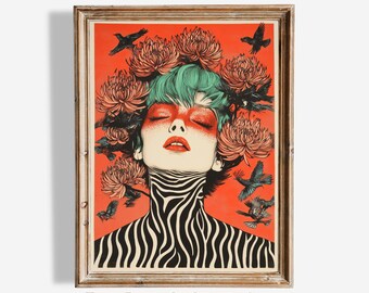 Psychedelic Print Bohemian Wall Art, Eclectic Home Decor | Digital Download