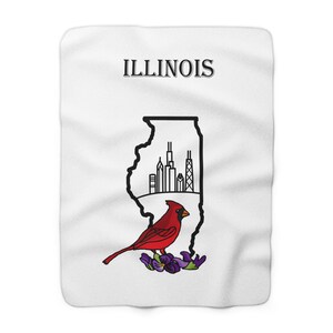 Manta de vellón Sherpa con diseño de cardenal de Illinois