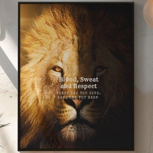 lion wall art, lion print, printable wall art, inspirational quote, motivational quote, wall decor, poster print, office decor, art gift