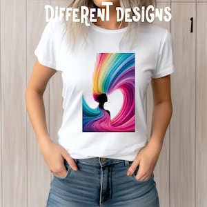 Colorful Womens T-Shirt, Bright Graphic Tee, Vibrant  Shirt, Fashionable Top, Color Splash Tee for Her