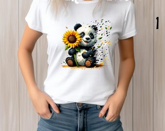 Camiseta unisex divertida de oso panda / Camiseta con estampado de panda, linda camiseta de panda en blanco y negro