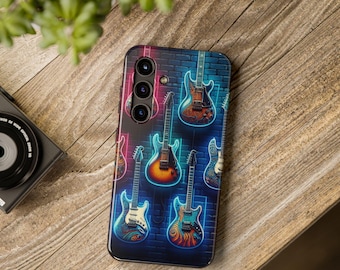 Retro Guitar Phone Case, Music Lover Gift, Vintage Phone Cover, Rock and Roll Accessories, Protective Mobile Case