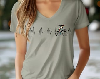 Cycling Love Pulse Tee T-Shirt | Heartbeat Bike Design, Cycling Shirt