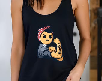 Rosie the Riveter Emoji Customizable Tattoo Racerback Tank