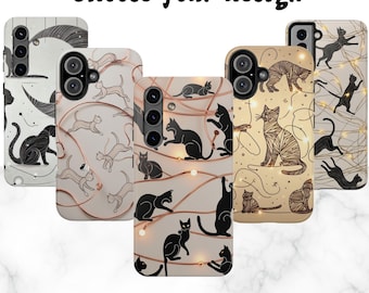 Funda para teléfono con diseño de gato y luces, funda protectora de gatito kawaii, regalo adorable para amantes de los gatos, funda con estampado animal, teléfono felino único