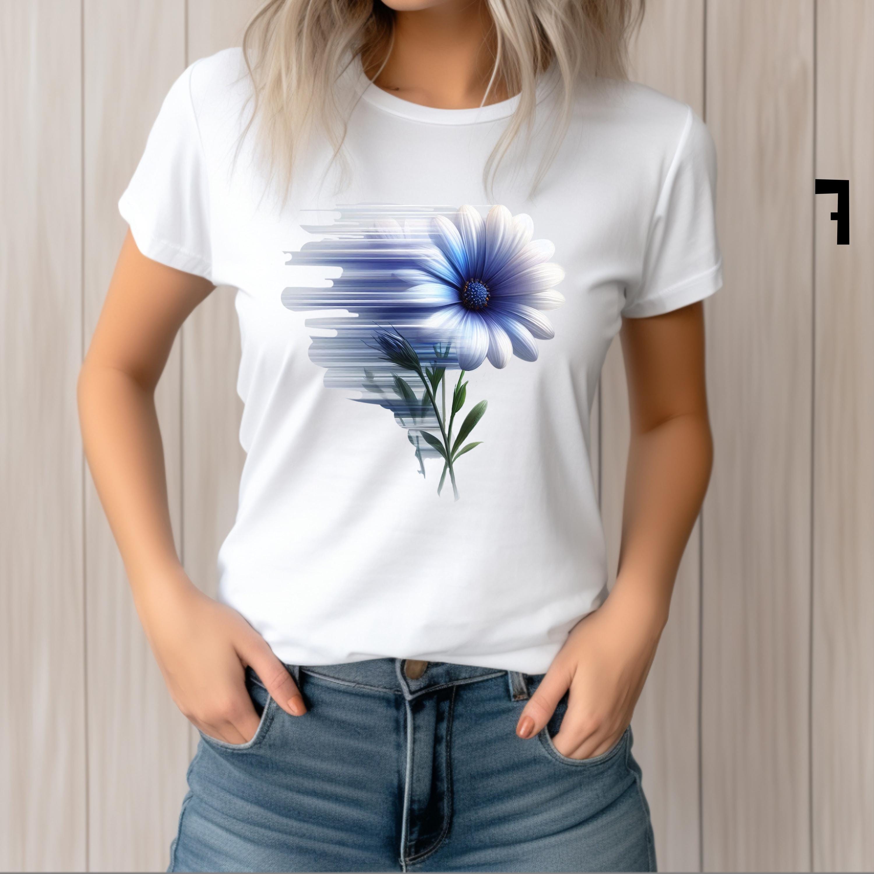 水彩画の花のグラフィックTシャツ、花柄シャツ、ボタニカルTシャツ