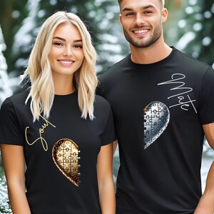 Puzzle Love Couple Tee, Matching Puzzle T-Shirts, Relationship Puzzle Tee, Puzzle Piece Couple Shirt, Unisex Puzzle Tee, Puzzle Heart Tee