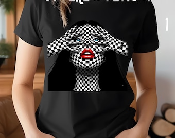 Minimalist Black and White Woman Unisex Tee T-Shirt , Monochrome Female Silhouette