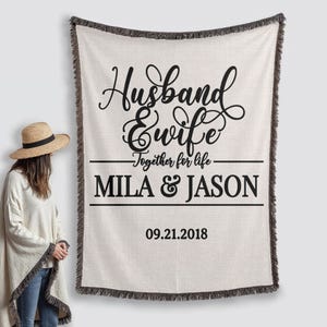 Personalized Wedding Tapestry, Customizable Anniversary Blanket, Valentines Blanket, Woven Throw Unique Gift Idea for Couples and Newlyweds