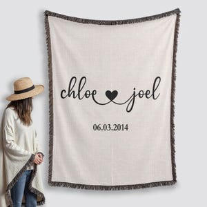 Arazzo personalizzato per matrimonio, coperta personalizzabile per anniversario, coperta intrecciata, coperta di San Valentino, regalo di nozze per coppia, regalo per moglie