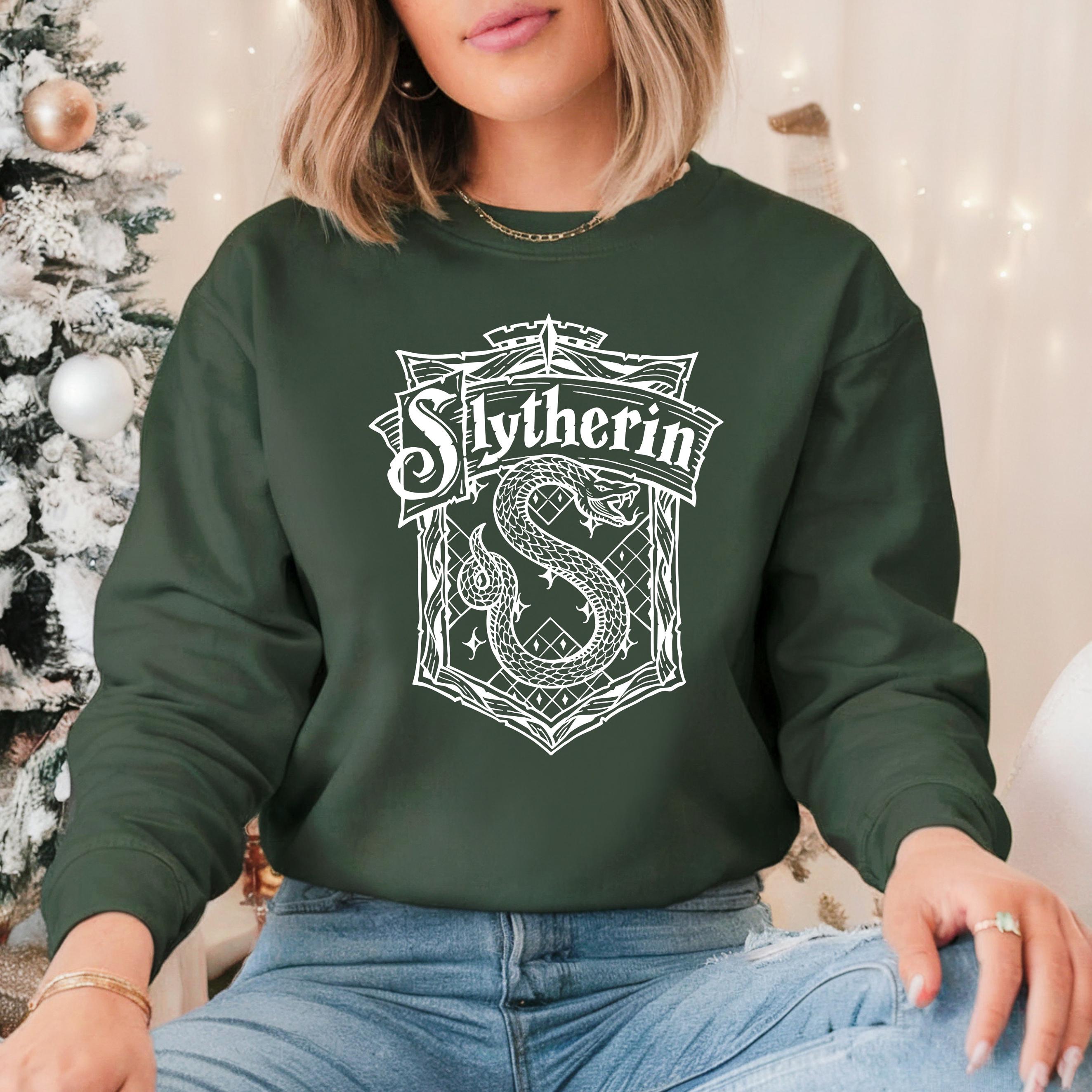 Embroidered Slytherin tweak Crewneck Sweatshirt