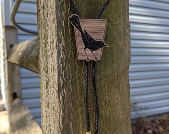 Wooden Grackle Bolo Tie