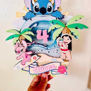 Stitch Cake Topper, Lilo and Stitch Cake Topper, Birthday Party Decor, Birthday Party decoration, Stitch birthday Party, Stitch and Angel