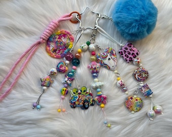 Colgantes para bolsos Lisa Frank, colgantes para carteras, colgantes personalizados para bolsos, llaveros personalizados